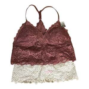 💟True Set of 2 Lace Racerback Bralettes in Burgundy and White